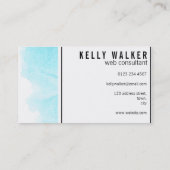 ミニマルな水の青および黒い水彩画 名刺 (裏面)