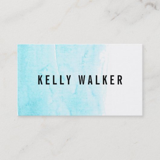 ミニマルな水の青および黒い水彩画 名刺 (正面)