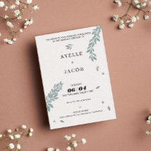 ミニマルな水彩の葉カスタムウェディングゲスト