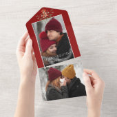 ミニマルな水彩乳母指クリスマスフォト オールインワン招待状 (貼ってはがせる)