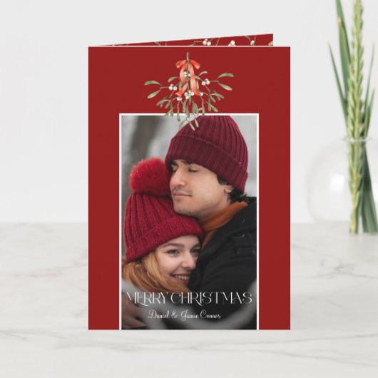 ミニマルな水彩乳母指クリスマスフォト シーズンカード (正面)