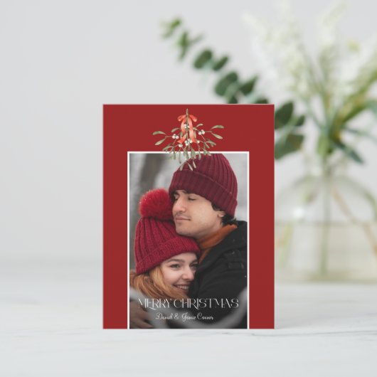 ミニマルな水彩乳母指クリスマスフォト シーズンポストカード (スタンド正面)