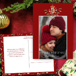 ミニマルな水彩乳母指クリスマスフォト シーズンポストカード