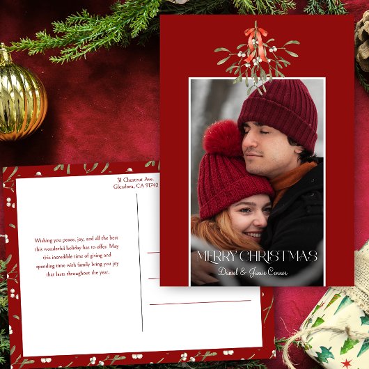 ミニマルな水彩乳母指クリスマスフォト シーズンポストカード