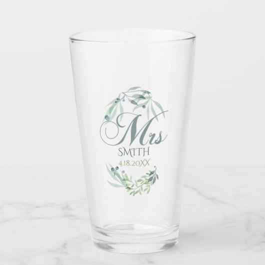ミニマルな水彩画の群葉の花嫁 タンブラーグラス (正面)