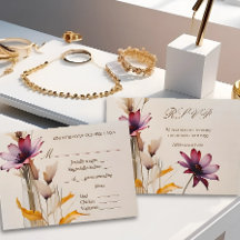 ミニマルな水彩紫色の花結婚の