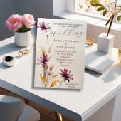 ミニマルな水彩紫色の花結婚の 招待状