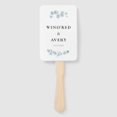 ミニマルな水彩緑の結婚式 ハンドファン (正面)