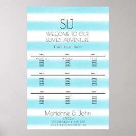 ミニマルな水色のストライプロゴの座席表 ポスター