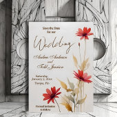 ミニマルな水色の赤い結婚花 セーブザデート