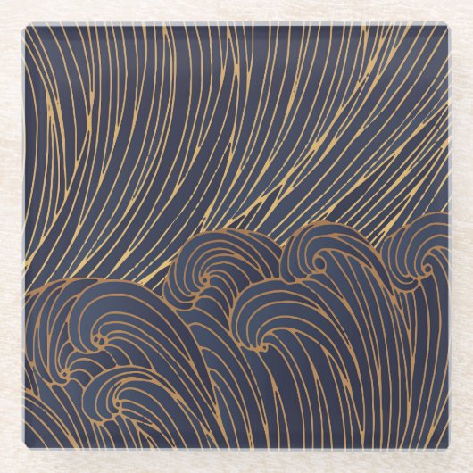 ミニマルな波、山脈芸術。 ガラスコースター (正面)