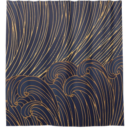 ミニマルな波、山脈芸術。 シャワーカーテン (正面)