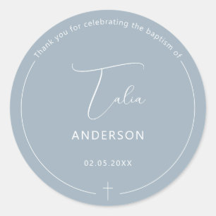 ミニマルな洗礼 シンプルクロス ブルー ラウンドシール