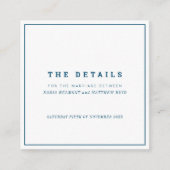 ミニマルな海軍白い四角の結婚式の詳細 エンクロージャーカード (正面)