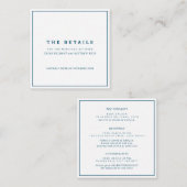 ミニマルな海軍白い四角の結婚式の詳細 エンクロージャーカード (正面/裏面)