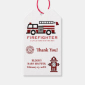 ミニマルな消防士「リトルヒーロー」赤ちゃんシャワー ギフトタグ (正面)
