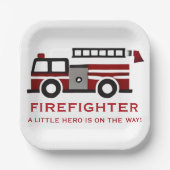 ミニマルな消防士「リトルヒーロー」赤ちゃんシャワー ペーパープレート (正面)