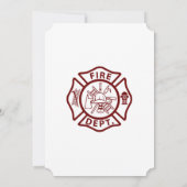 ミニマルな消防士「リトルヒーロー」赤ちゃんシャワー 招待状 (裏面)