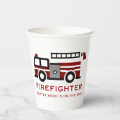 ミニマルな消防士「リトルヒーロー」赤ちゃんシャワー 紙コップ (正面)