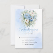 ミニマルな淡い青の花嫁RSVP 出欠カード (正面)