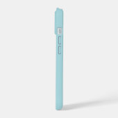 ミニマルな淡青色のモノグラム iPhone 15ケース (左側面)
