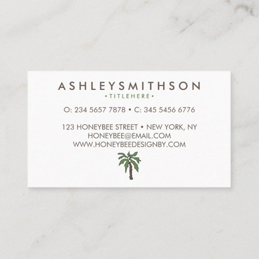 ミニマルな熱帯ヤシの木 名刺 (裏面)