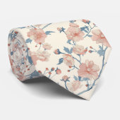 ミニマルな牡丹とさくらんぼ花花の柄 ネクタイ (ロール)