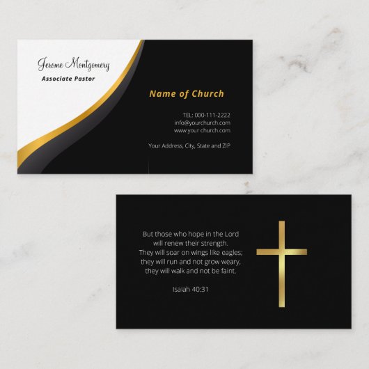 ミニマルな牧師名刺 名刺 (正面/裏面)