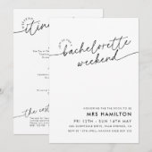 ミニマルな独身最後の週末の行程 招待状 (正面/裏面)