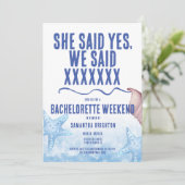 ミニマルな独身最後の週末招待状 招待状 (スタンド正面)