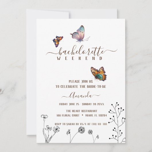 ミニマルな独身最後の週末 招待状 (正面)