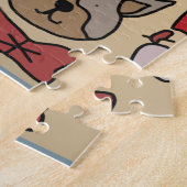 ミニマルな猫と犬が一緒に休日 ジグソーパズル (側面)