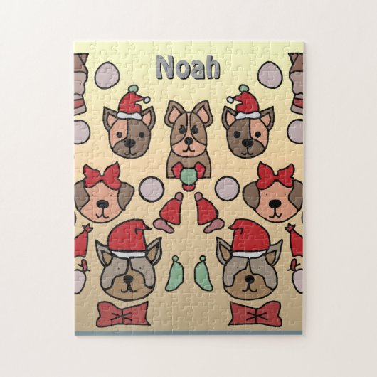 ミニマルな猫と犬が一緒に休日 ジグソーパズル (縦)