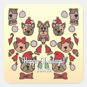 ミニマルな猫と犬が一緒に休日 スクエアシール (正面)