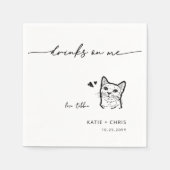 ミニマルな猫のかわいい結婚猫 スタンダードカクテルナプキン (正面)