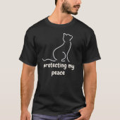 ミニマルな猫のイラスト 平和を守る Tシャツ (正面)