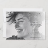 ミニマルな現代のライフセレブレーション葬儀 招待状 (正面)