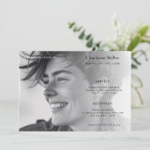 ミニマルな現代のライフセレブレーション葬儀 招待状 (スタンド正面)