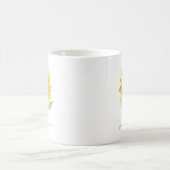 ミニマルな田舎風ひまわりの名前入りスクリプト コーヒーマグカップ (中央)