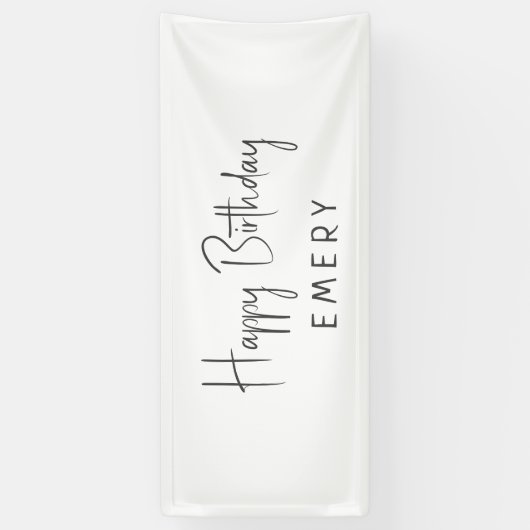 ミニマルな男女兼用ハッピーバースデー名前付き 横断幕 (縦)