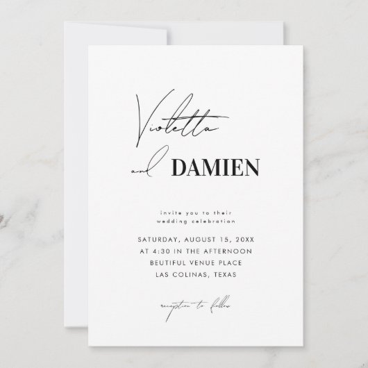 ミニマルな異なるフォントの写真QRコードウェディング 招待状