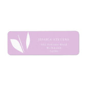 ミニマルな白いシルエット葉の紫色 ラベル (正面)