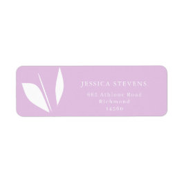 ミニマルな白いシルエット葉の紫色 ラベル