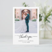 ミニマルな白い結婚式の写真を使った感謝カード サンキューカード (スタンド正面)