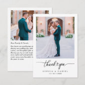 ミニマルな白い結婚式の写真を使った感謝カード サンキューカード (正面/裏面)