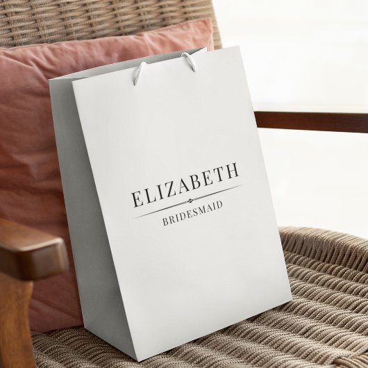 ミニマルな白い花嫁のギフトエレガントな結婚式 ミディアムペーパーバッグ