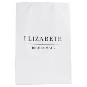 ミニマルな白い花嫁のギフトエレガントな結婚式 ミディアムペーパーバッグ (正面)