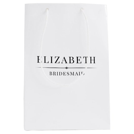 ミニマルな白い花嫁のギフトエレガントな結婚式 ミディアムペーパーバッグ (正面)