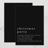 ミニマルな白と黒のクリスマスパーティ招待状 招待状 (正面/裏面)