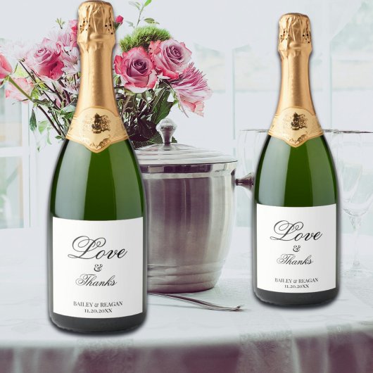 ミニマルな白と黒の結婚式 スパークリングワインラベル